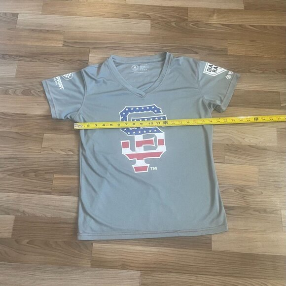 Women's Grey and Blue T-shirt - Picture 4 of 6